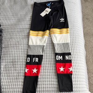 Adidas Kids Black and Yellow Star Leggings